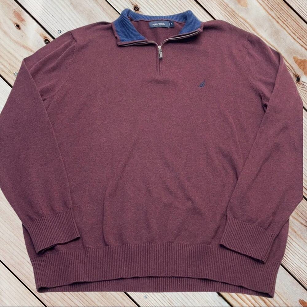 NAUTICA Men’s XL Purple / Maroon 1/4 Zip Sweater